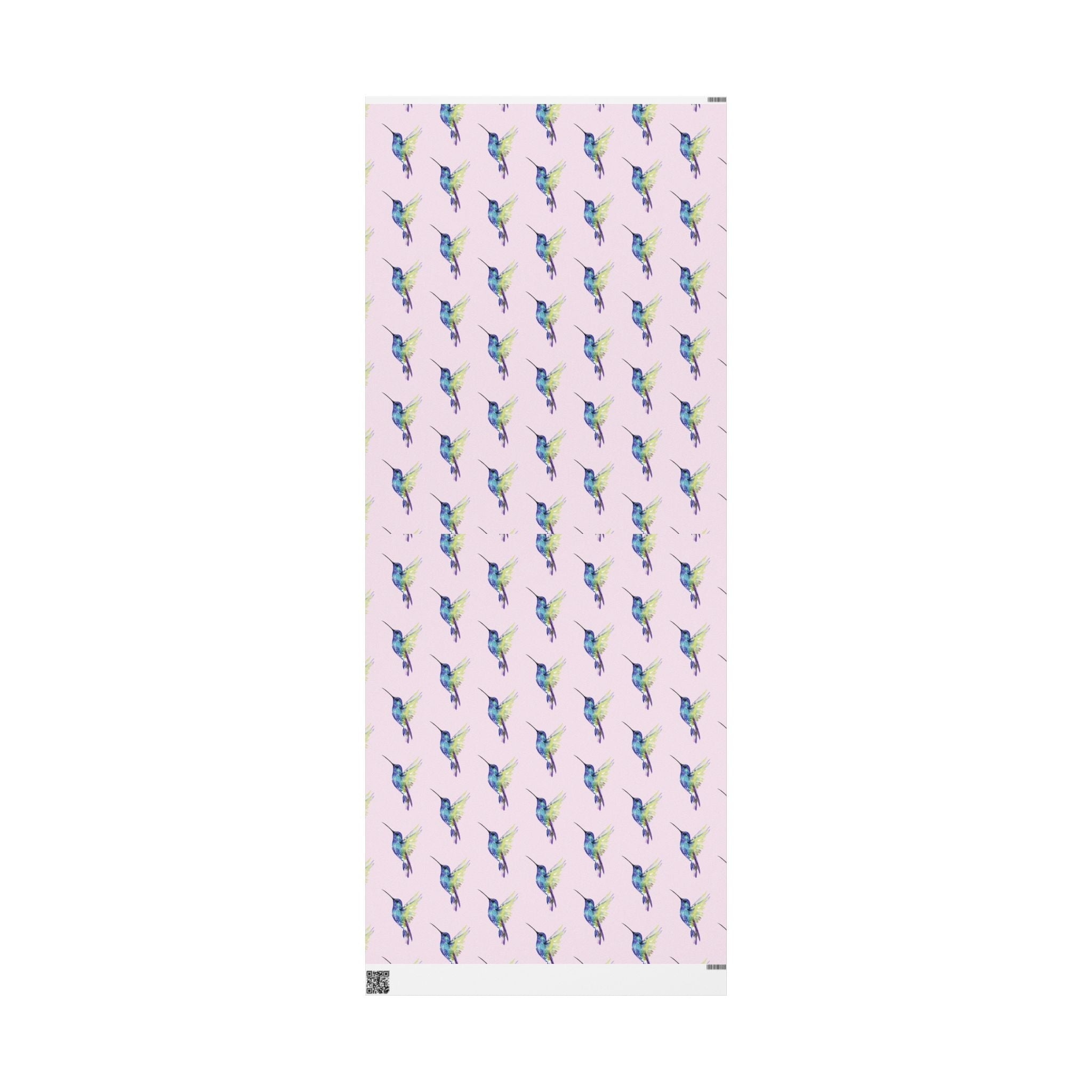 Whimsical Hummingbird Wrapping Paper | Eco-Friendly in matte or glossy available in 30 x 36, 30 x 72 or 30 x 180 - Blue Cava