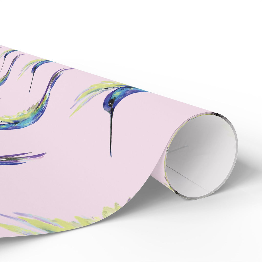 Whimsical Hummingbird Wrapping Paper | Eco-Friendly in matte or glossy available in 30 x 36, 30 x 72 or 30 x 180 - Blue Cava
