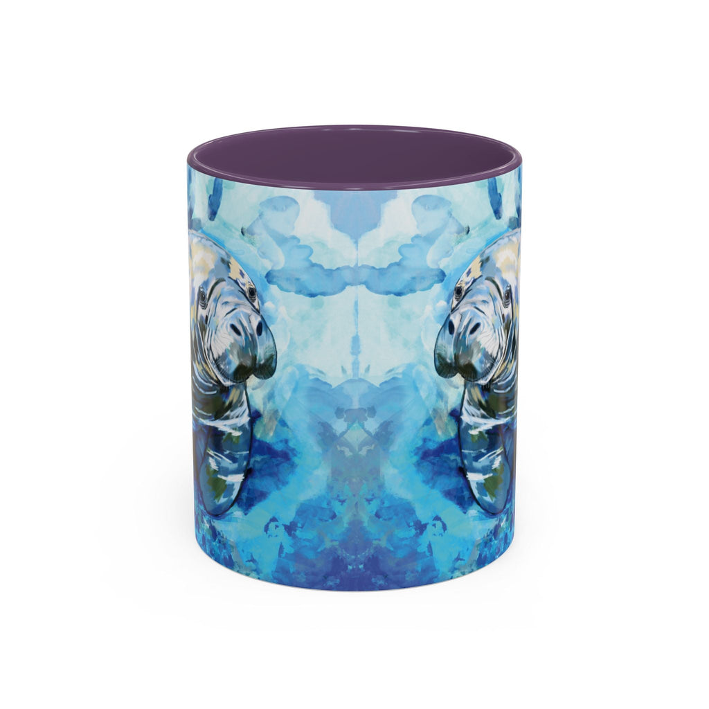 Whimsical Manatee Two Tone Ceramic Coffee Mugs - Blue Cava