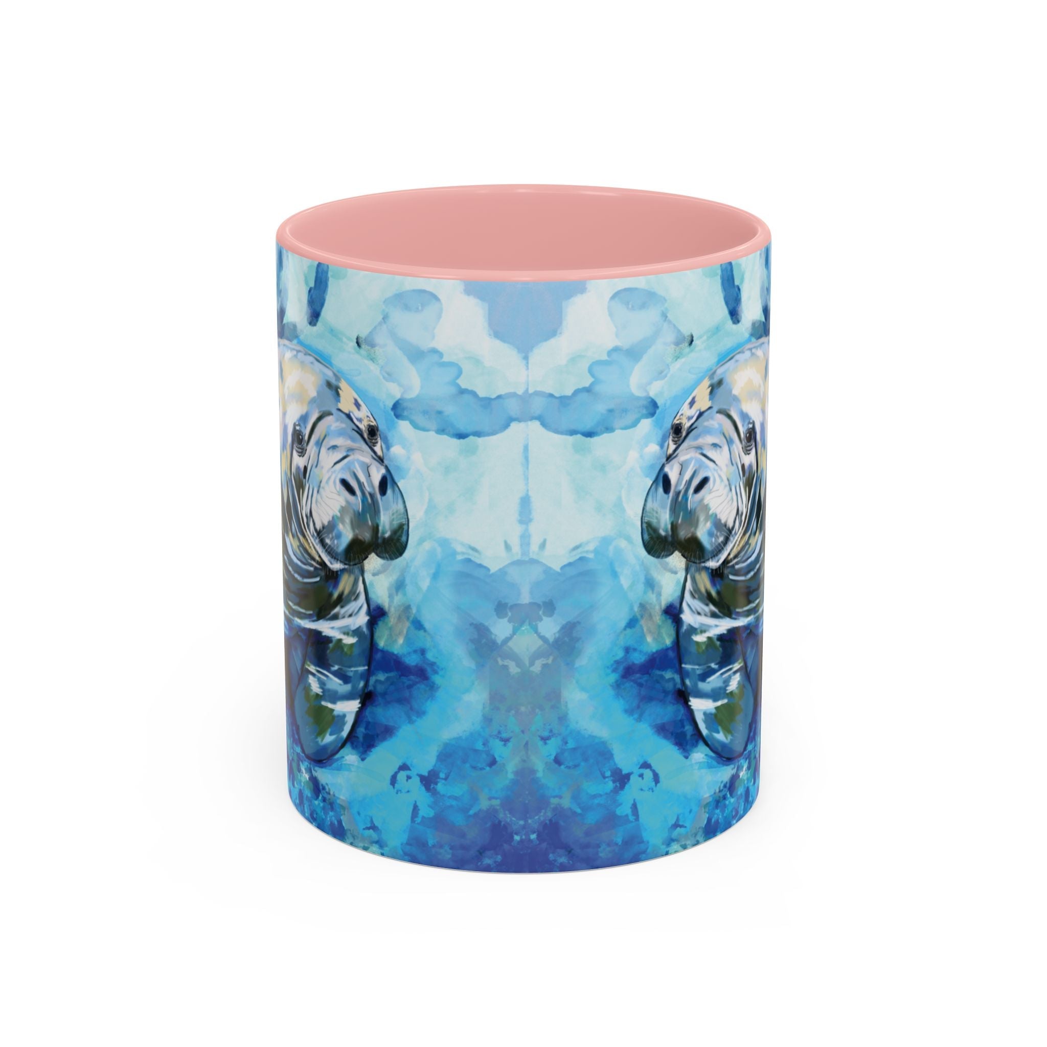 Whimsical Manatee Two Tone Ceramic Coffee Mugs - Blue Cava