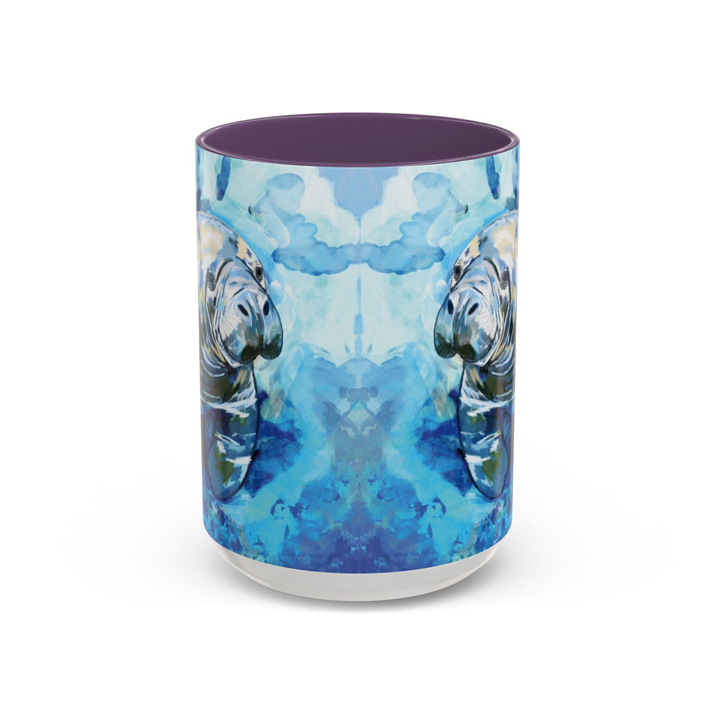 Whimsical Manatee Two Tone Ceramic Coffee Mugs - Blue Cava