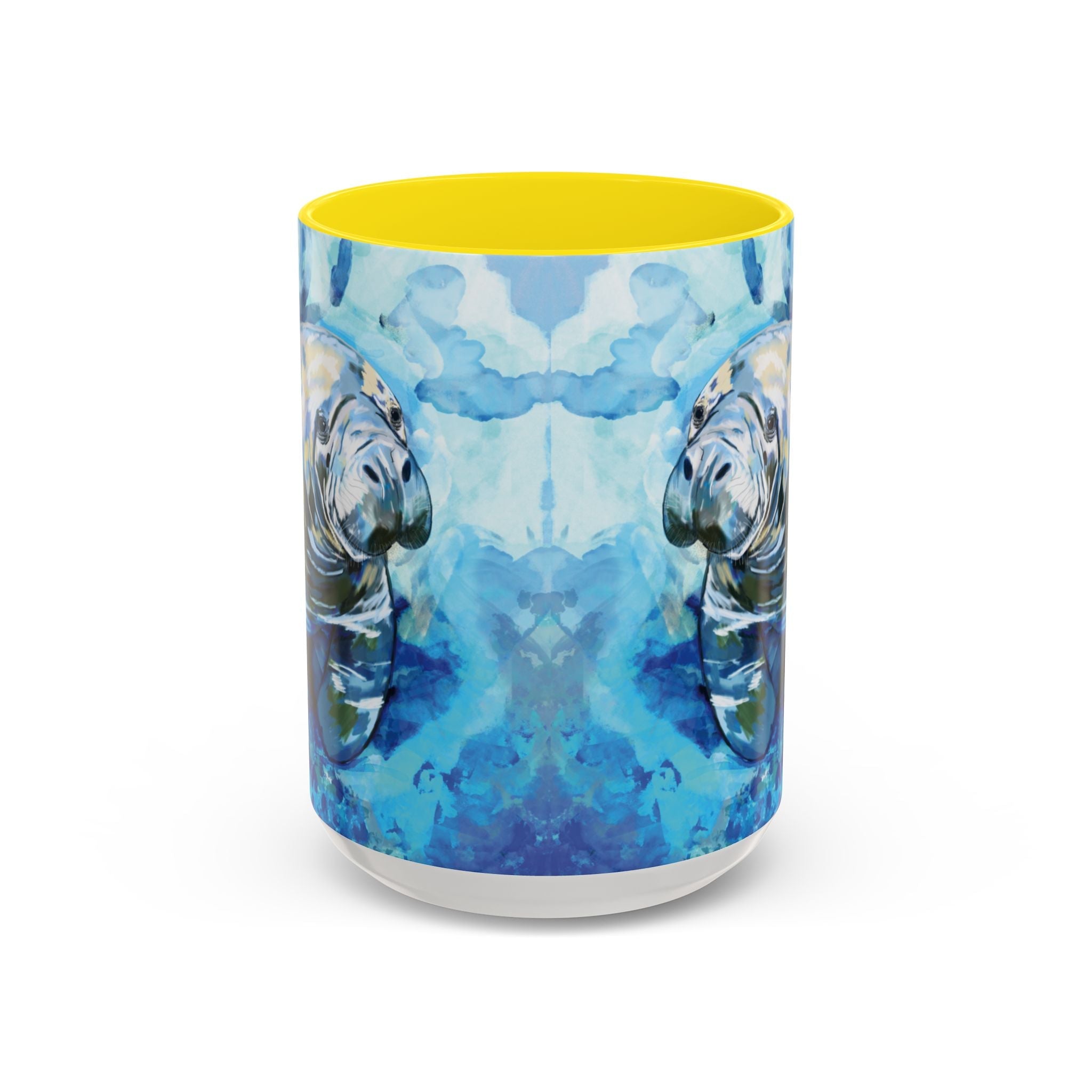 Whimsical Manatee Two Tone Ceramic Coffee Mugs - Blue Cava
