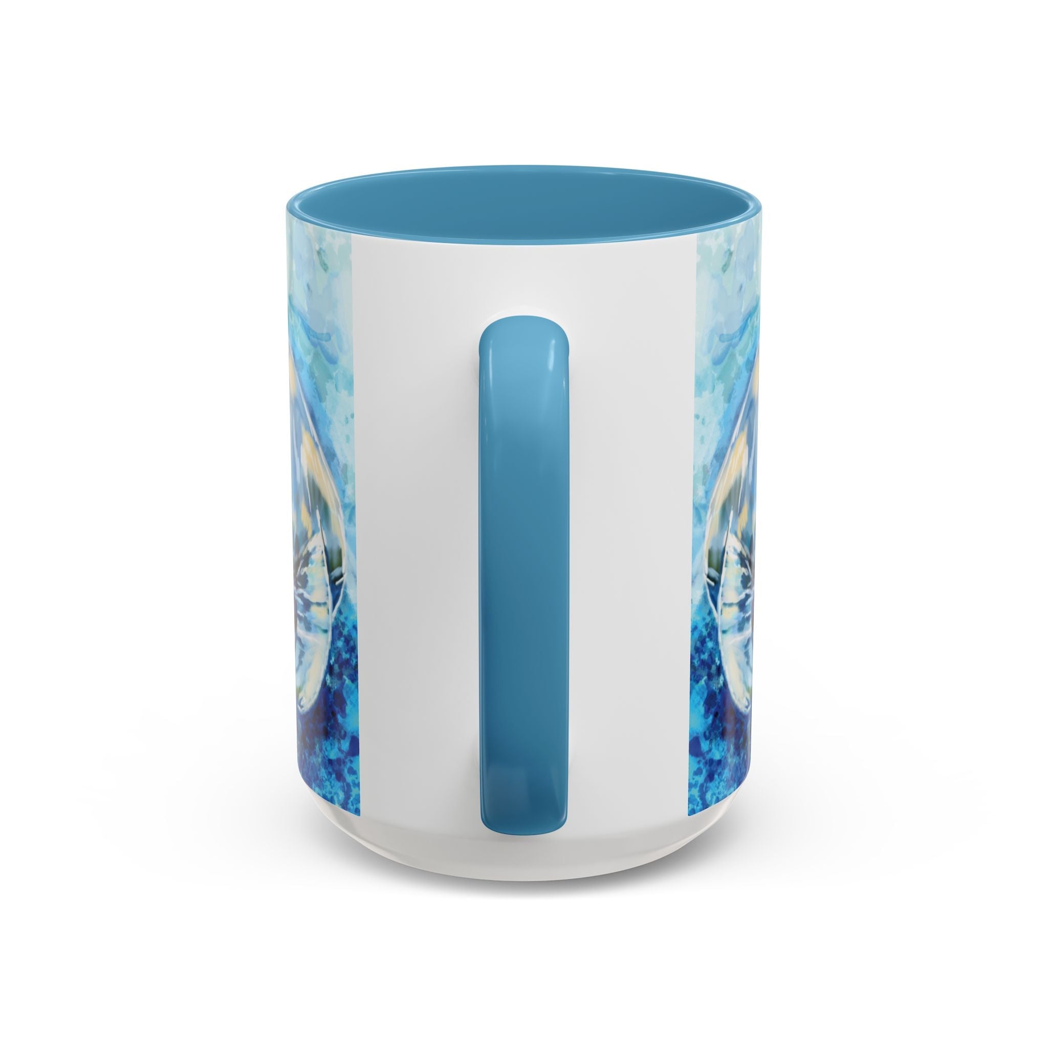 Whimsical Manatee Two Tone Ceramic Coffee Mugs - Blue Cava