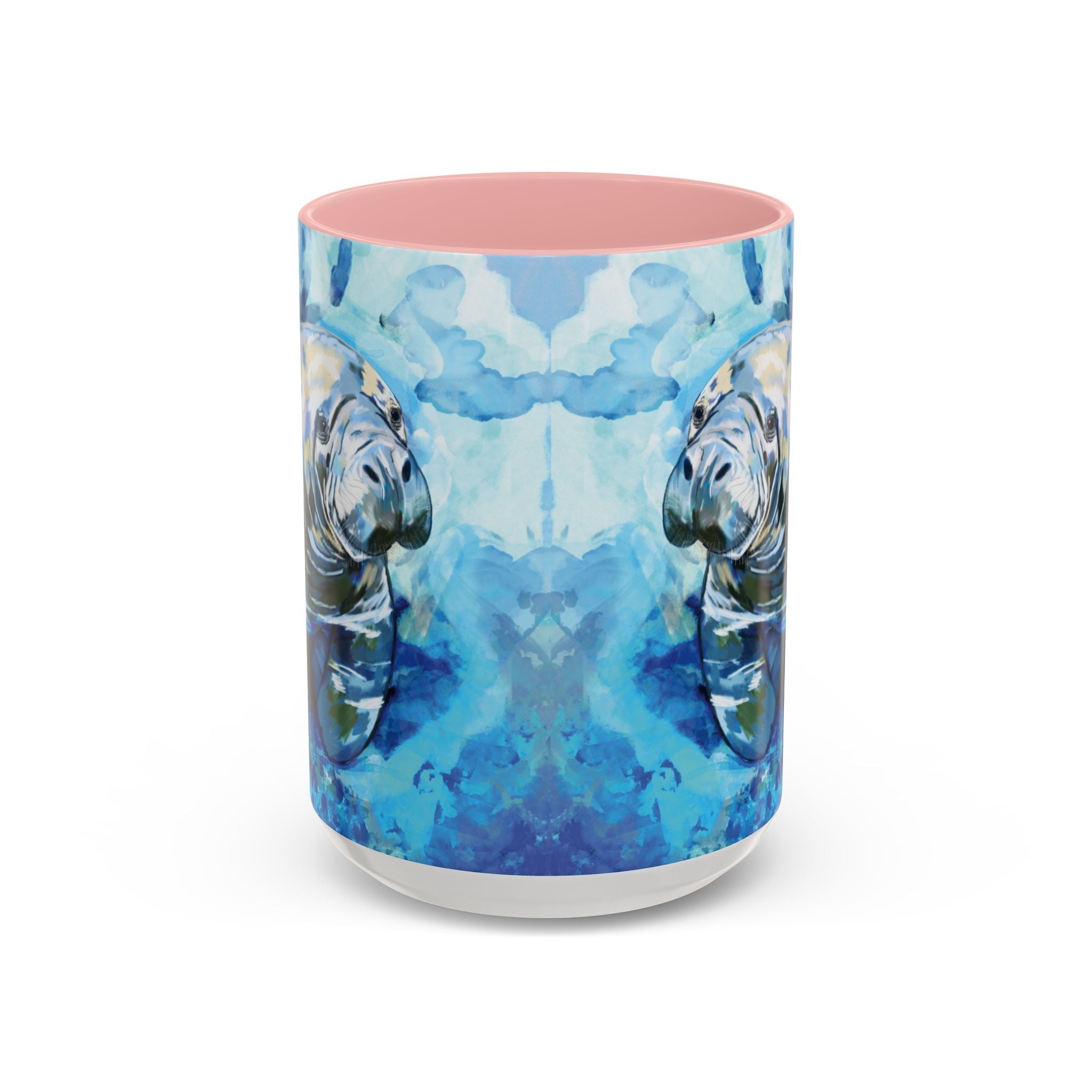 Whimsical Manatee Two Tone Ceramic Coffee Mugs - Blue Cava