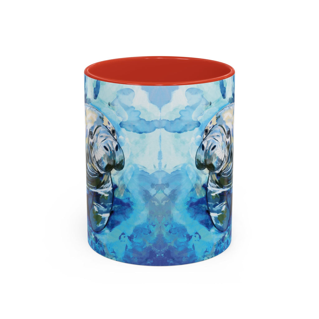 Whimsical Manatee Two Tone Ceramic Coffee Mugs - Blue Cava