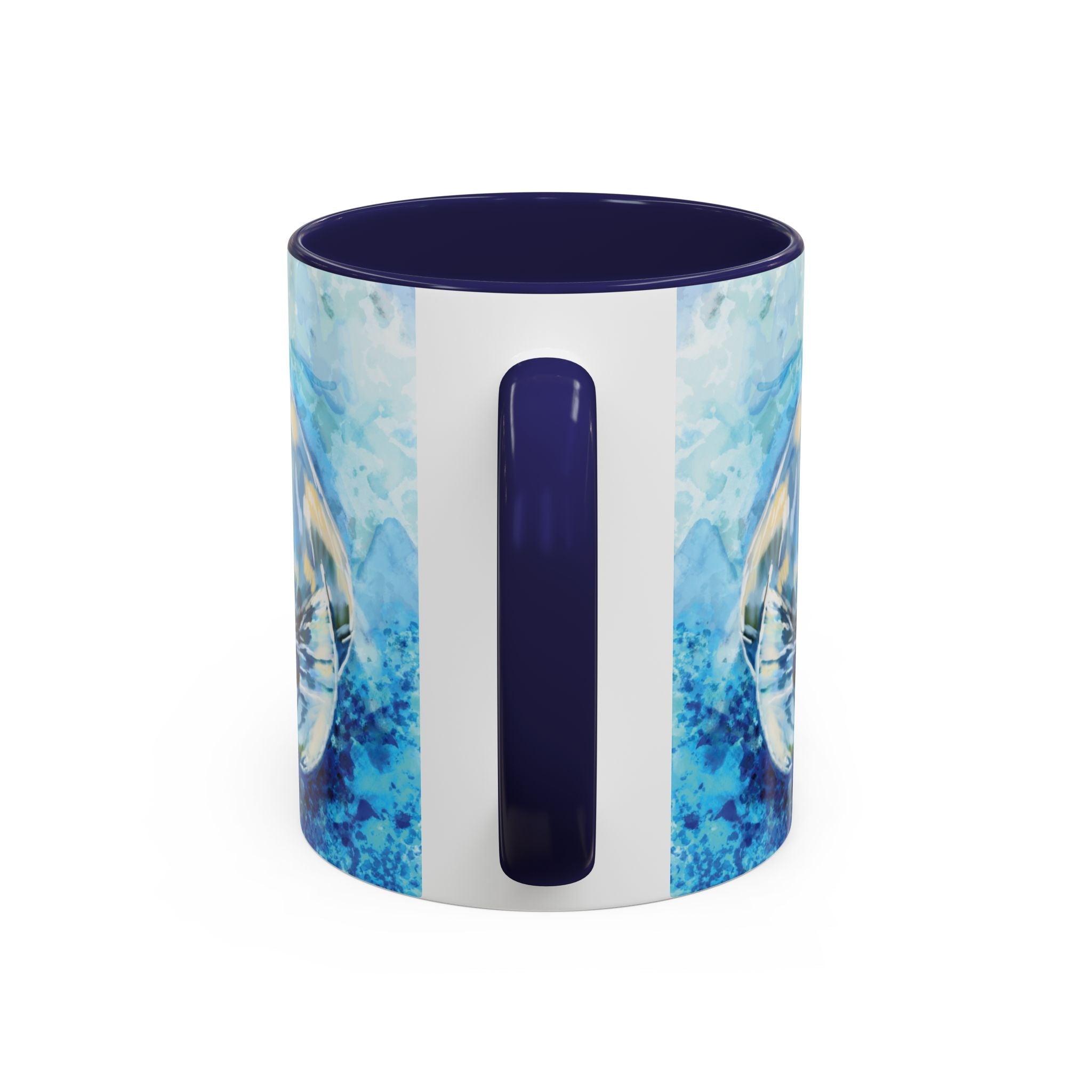 Whimsical Manatee Two Tone Ceramic Coffee Mugs - Blue Cava