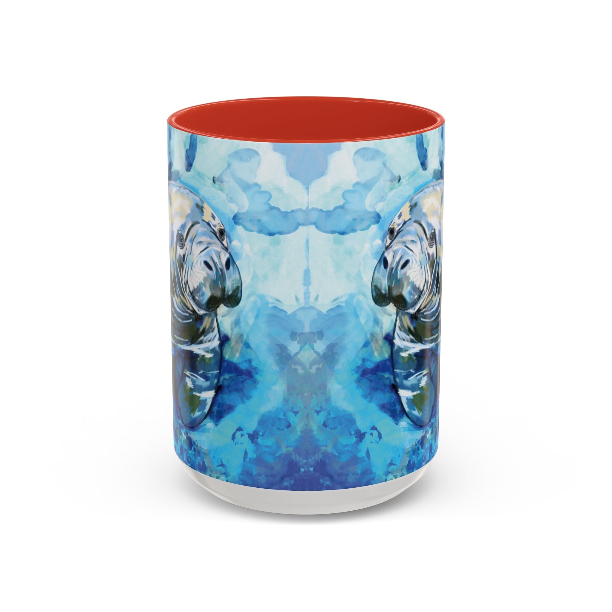 Whimsical Manatee Two Tone Ceramic Coffee Mugs - Blue Cava