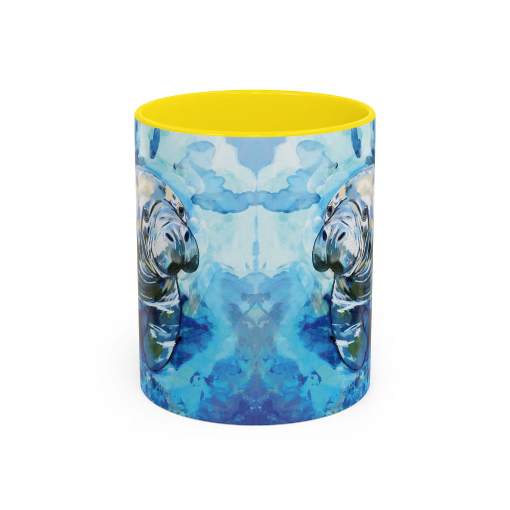 Whimsical Manatee Two Tone Ceramic Coffee Mugs - Blue Cava