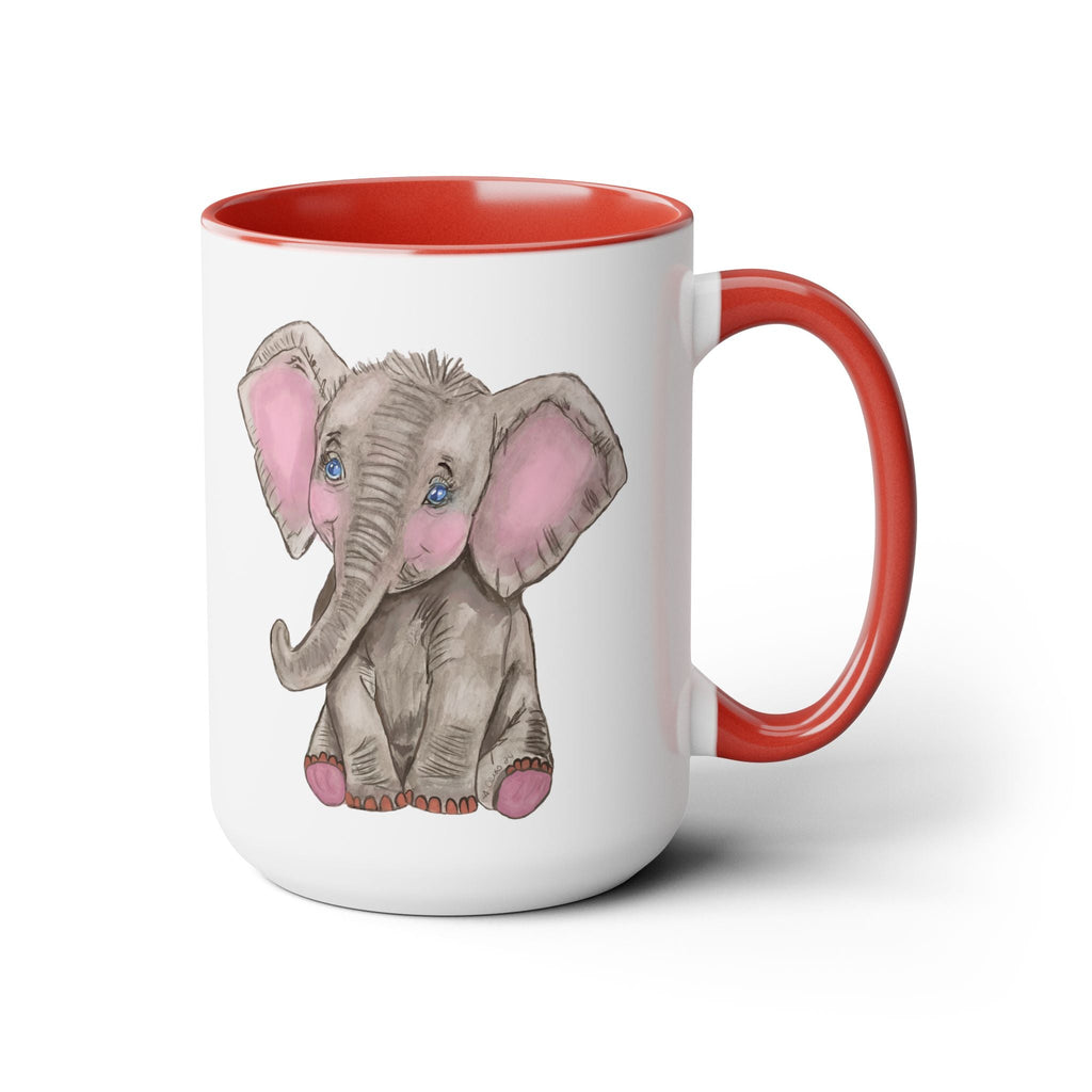Wildlife Elephant Two - Tone Ceramic Coffee Mugs - Blue Cava