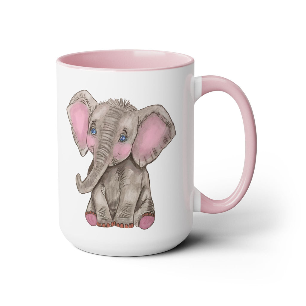 Wildlife Elephant Two - Tone Ceramic Coffee Mugs - Blue Cava