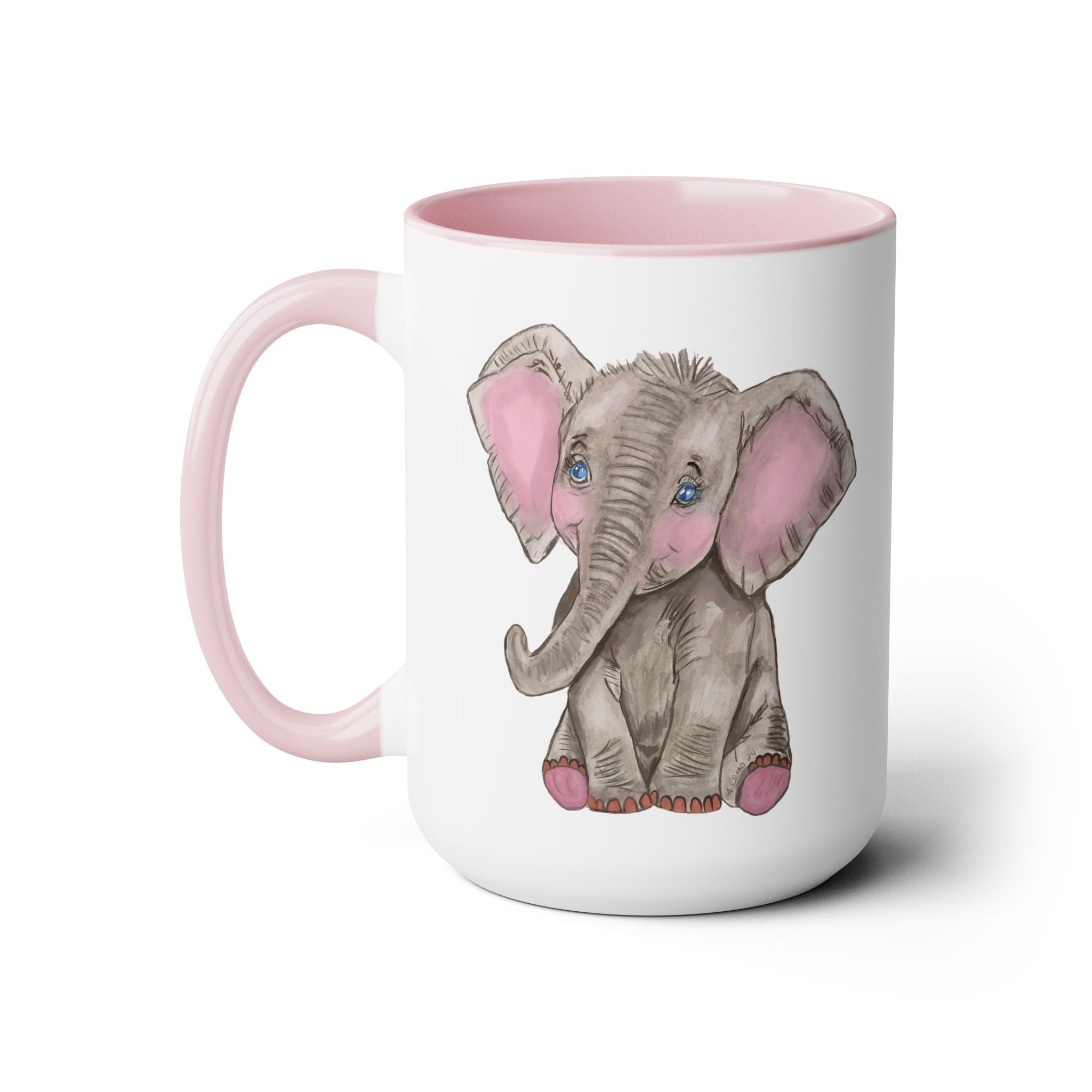 Wildlife Elephant Two - Tone Ceramic Coffee Mugs - Blue Cava