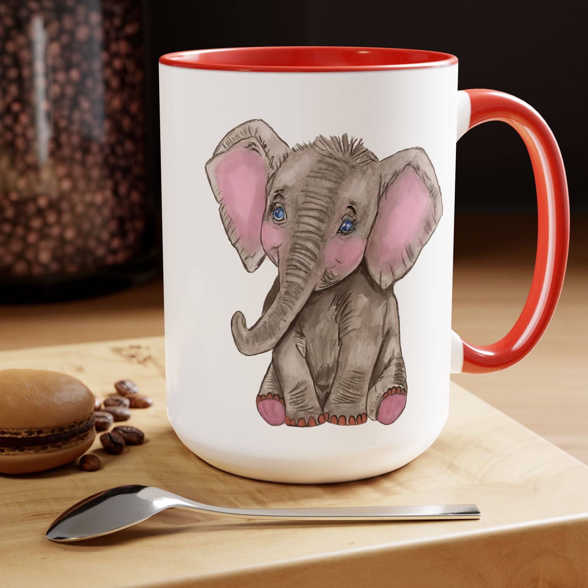 Wildlife Elephant Two - Tone Ceramic Coffee Mugs - Blue Cava