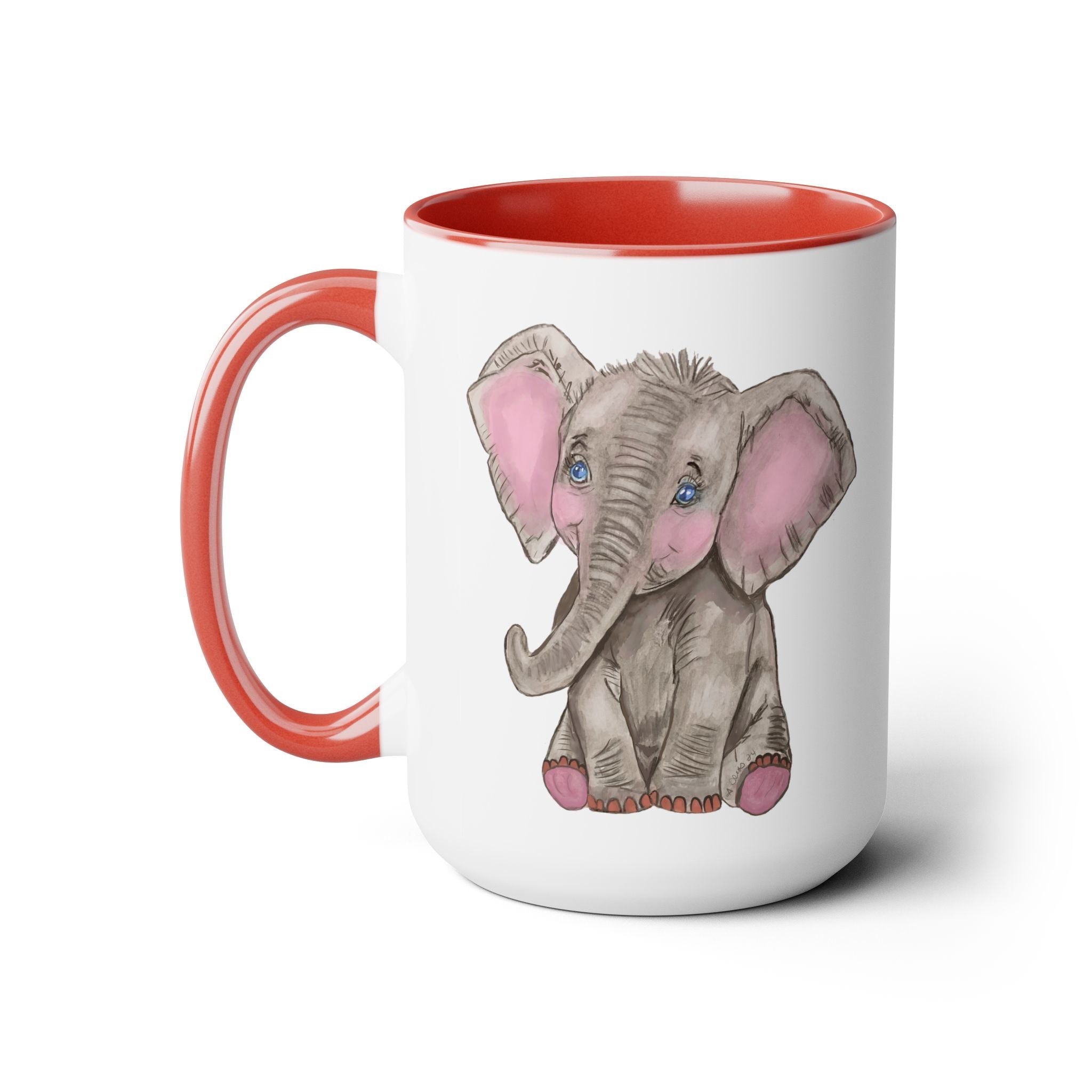 Wildlife Elephant Two - Tone Ceramic Coffee Mugs - Blue Cava