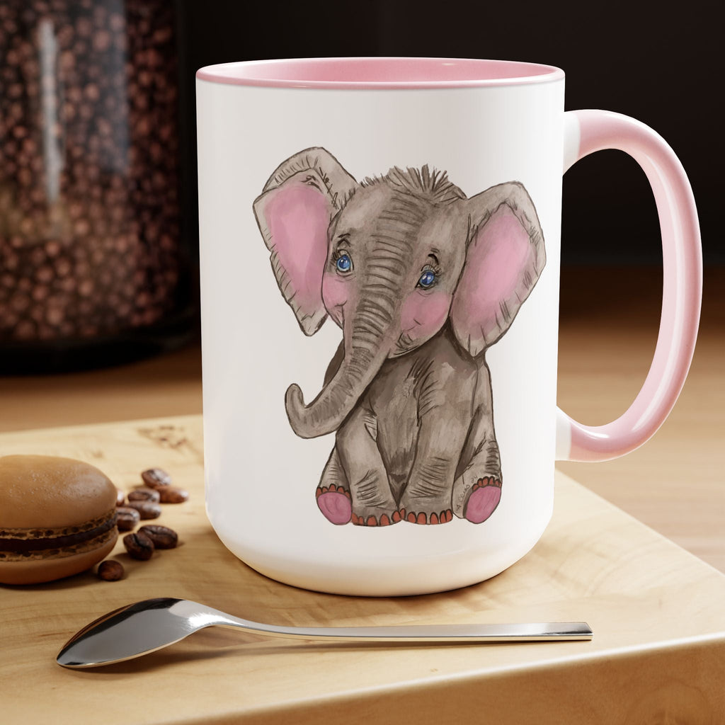Wildlife Elephant Two - Tone Ceramic Coffee Mugs - Blue Cava