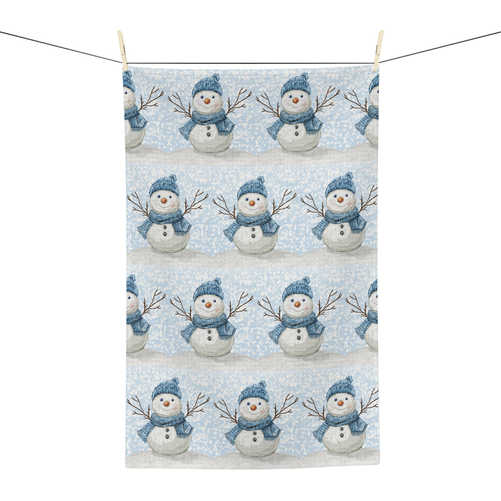 Winter Snowman Microfiber Waffle Kitchen Towel - Blue Cava