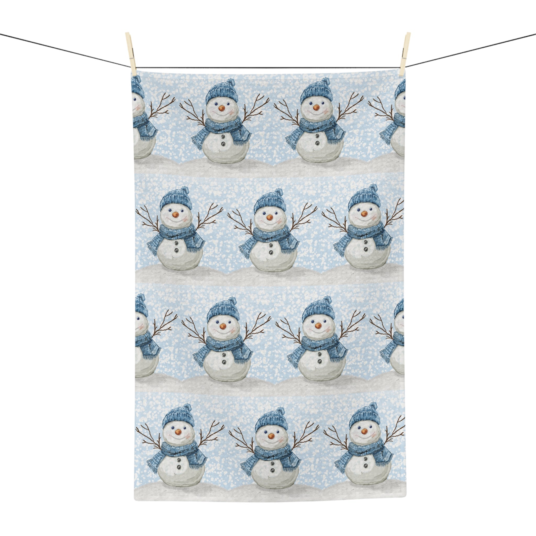 Winter Snowman Microfiber Waffle Kitchen Towel - Blue Cava
