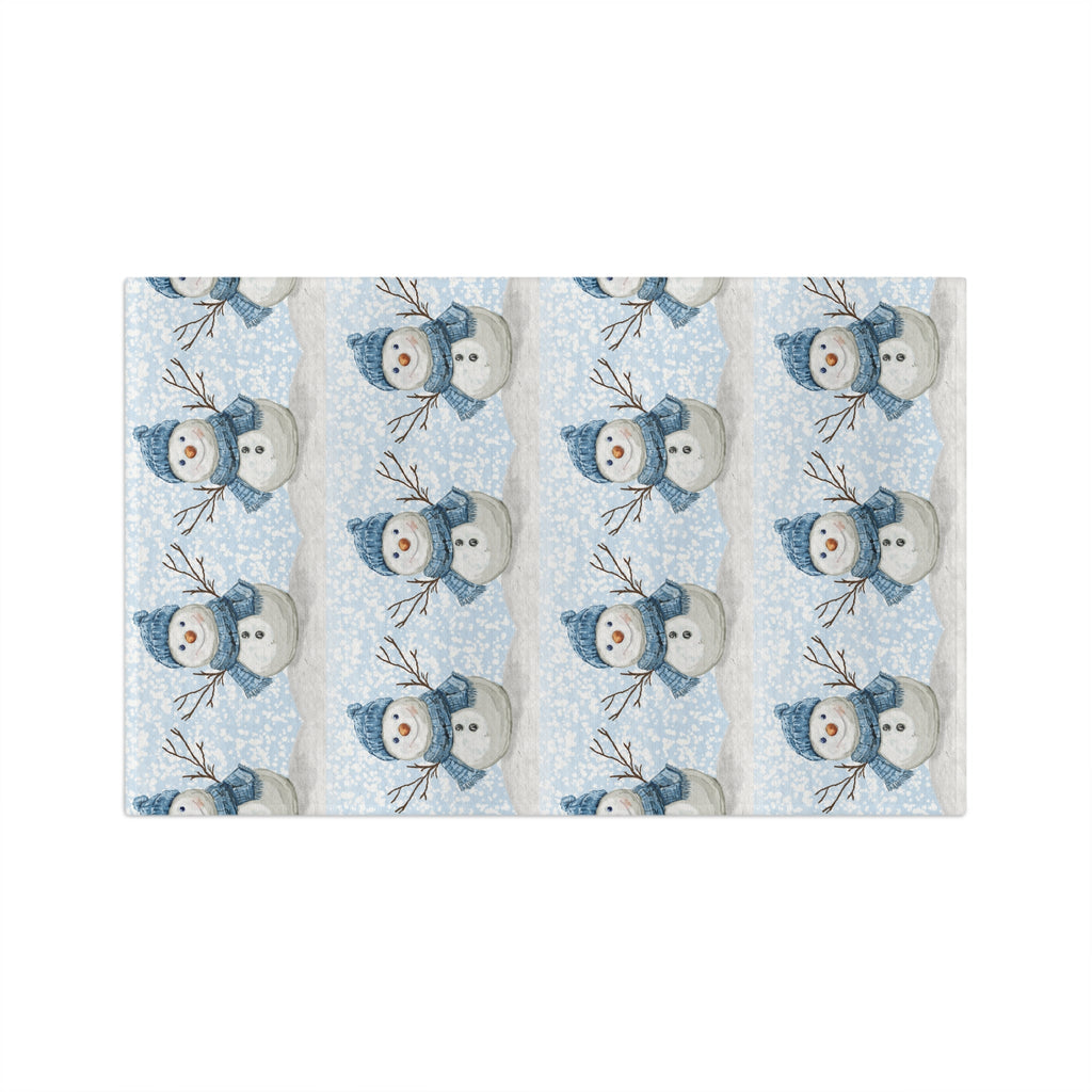 Winter Snowman Microfiber Waffle Kitchen Towel - Blue Cava