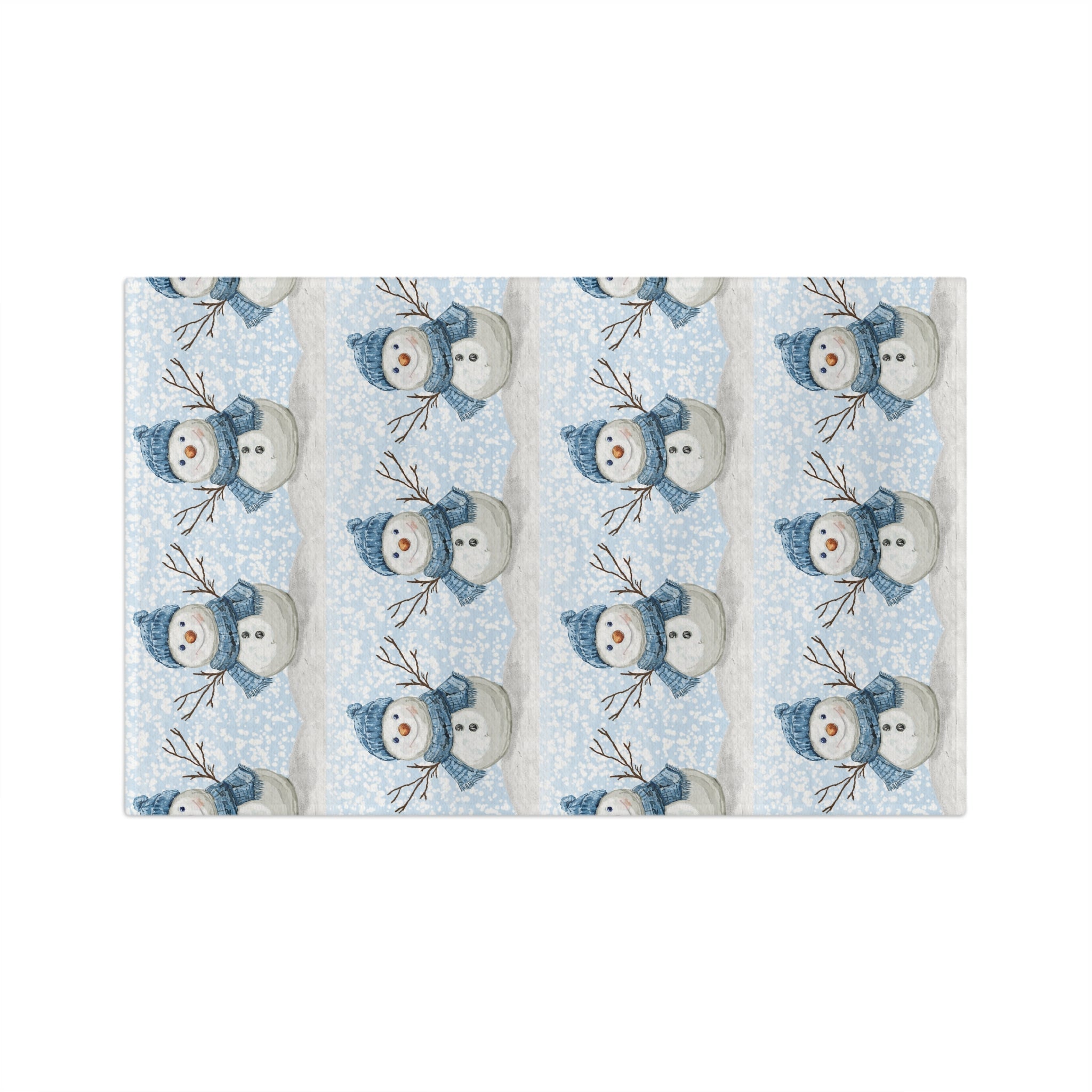 Winter Snowman Microfiber Waffle Kitchen Towel - Blue Cava