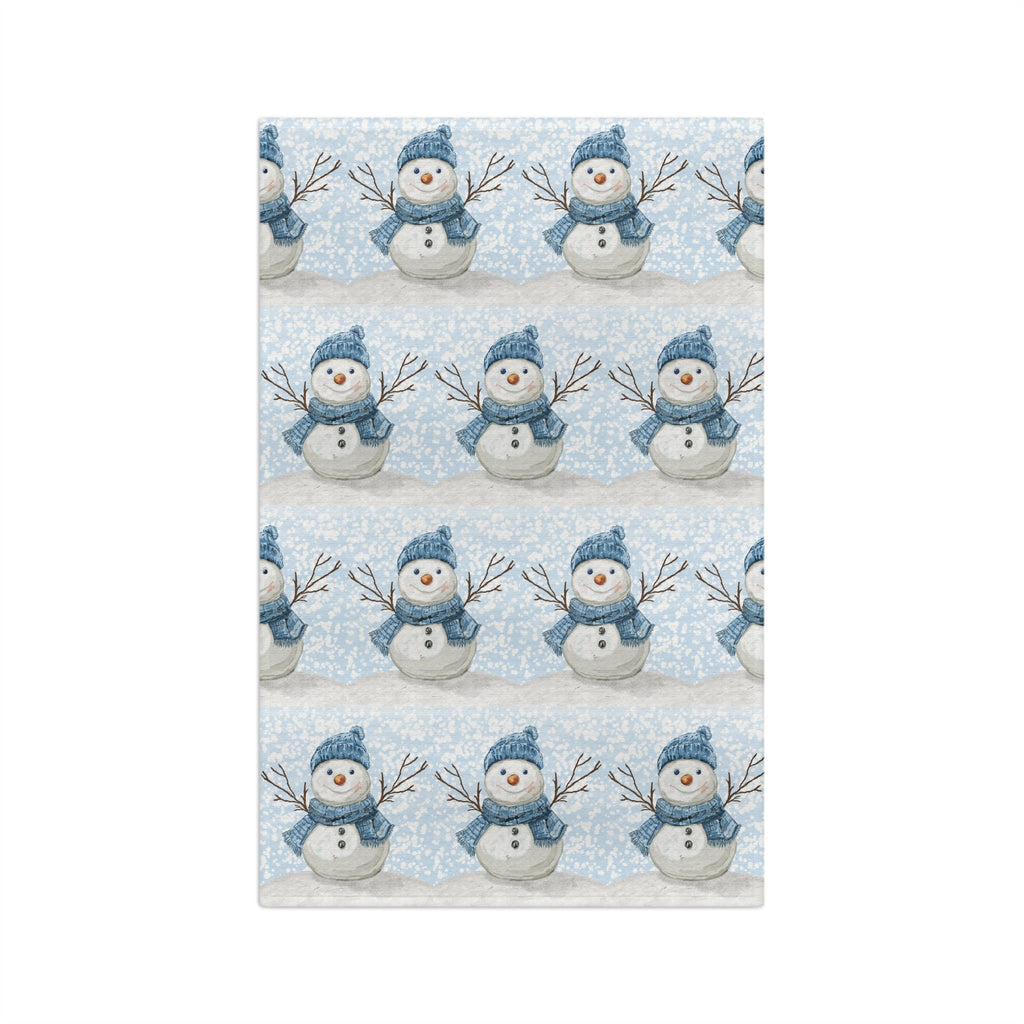Winter Snowman Microfiber Waffle Kitchen Towel - Blue Cava