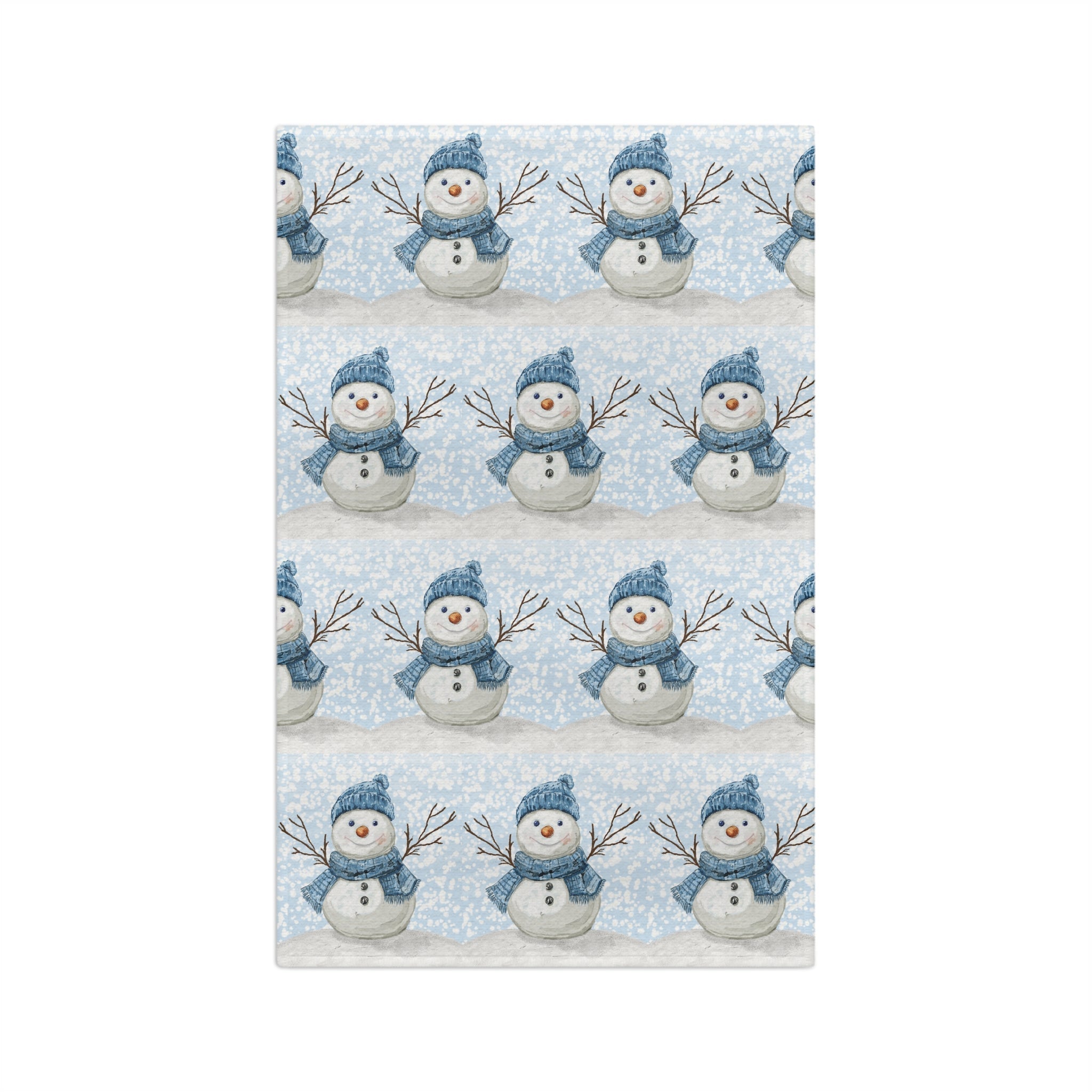 Winter Snowman Microfiber Waffle Kitchen Towel - Blue Cava