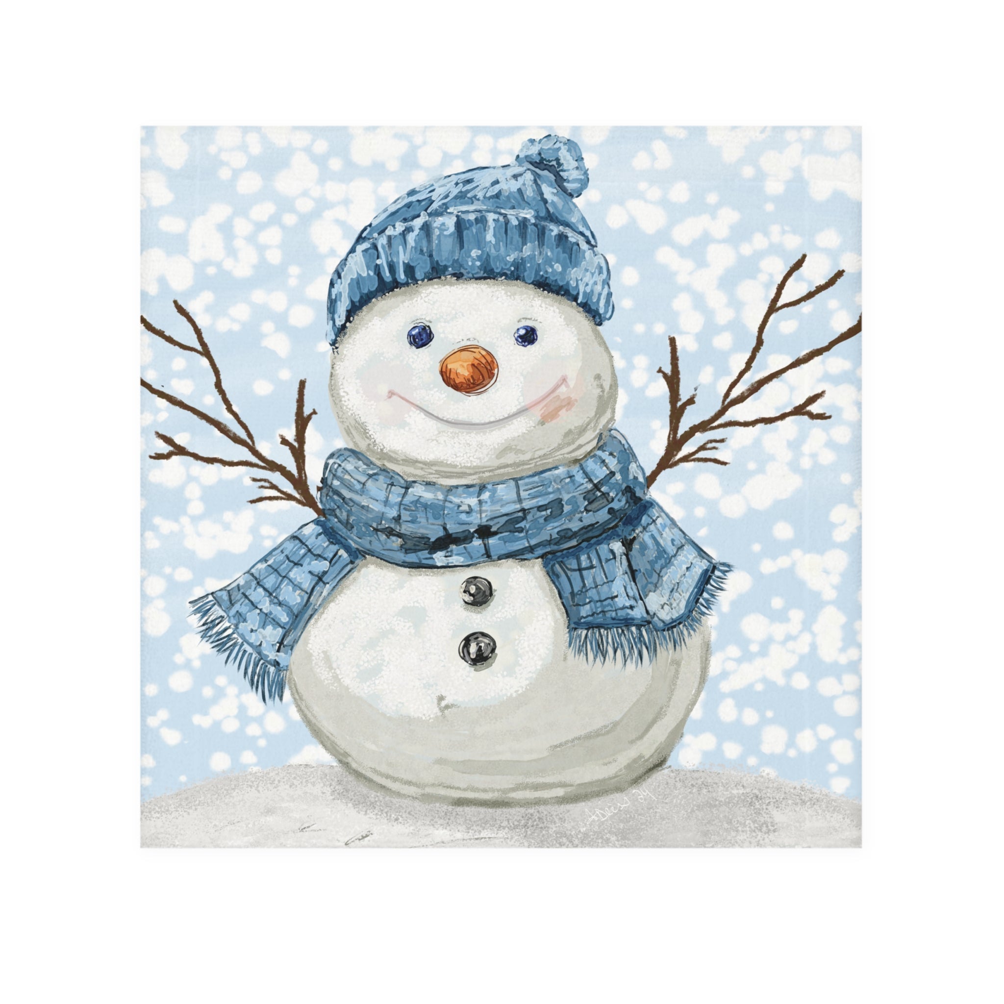 Winter Snowman Washcloth Towel — Bathroom Acessories - Blue Cava