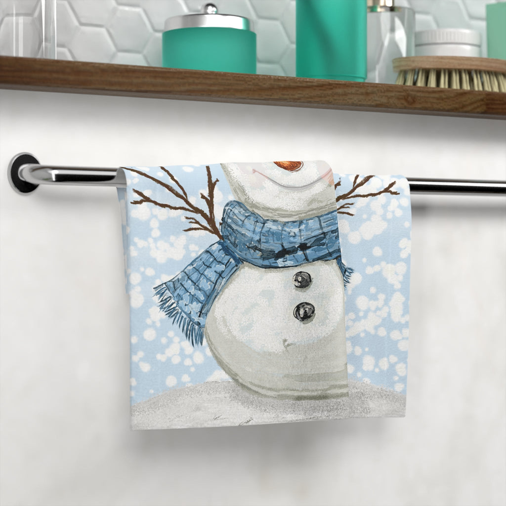Winter Snowman Washcloth Towel — Bathroom Acessories - Blue Cava