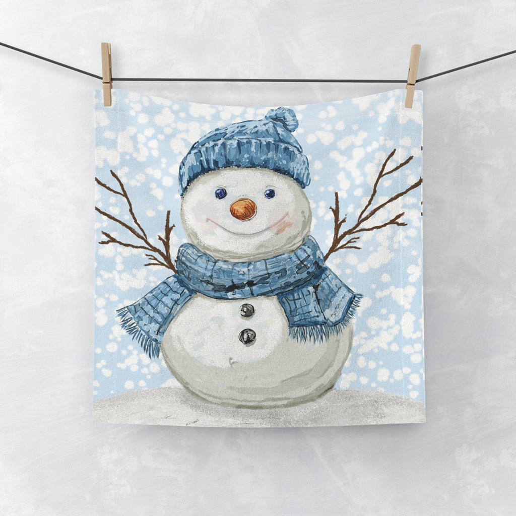 Winter Snowman Washcloth Towel — Bathroom Acessories - Blue Cava