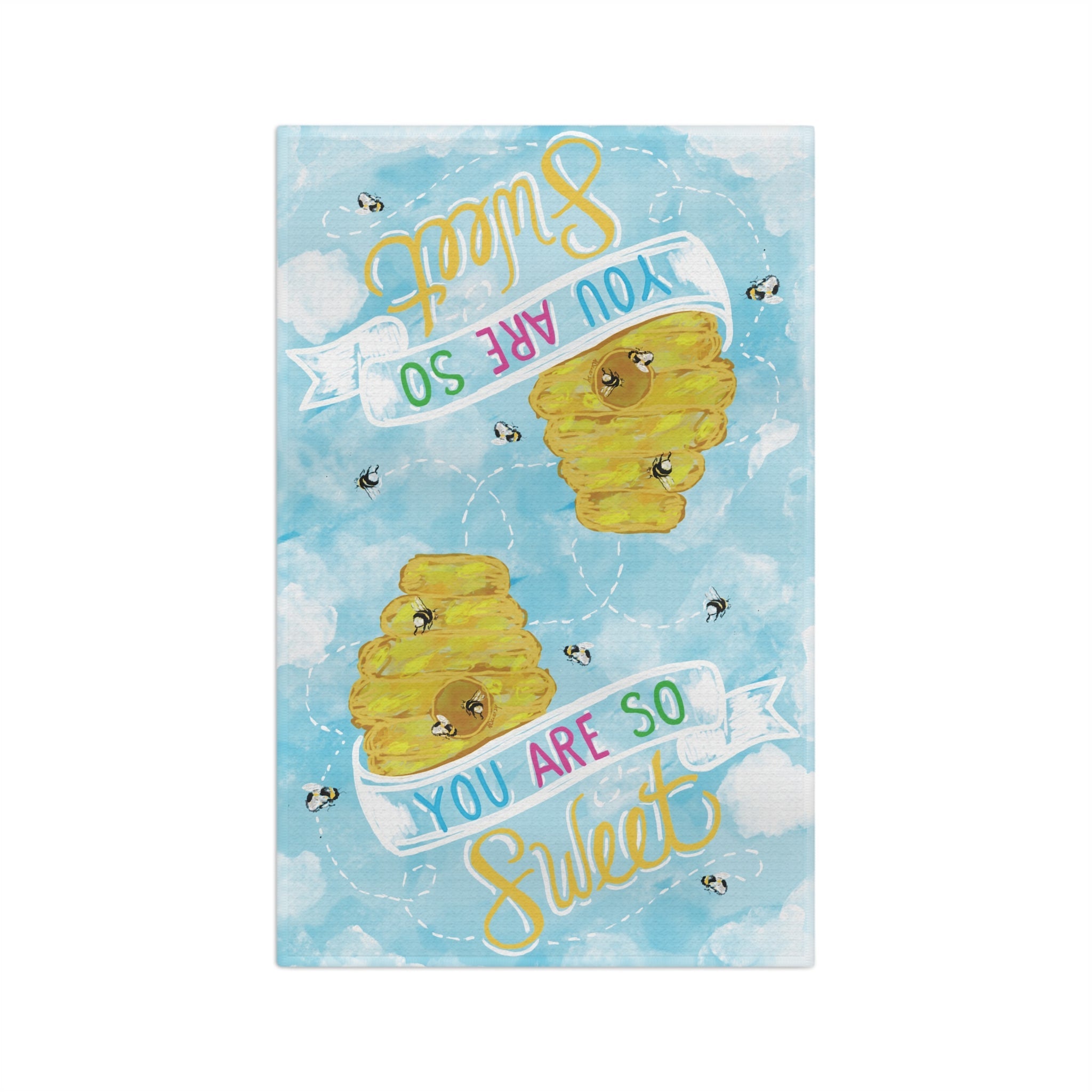 You Are So Sweet Microfiber Waffle Kitchen Towel - Blue Cava