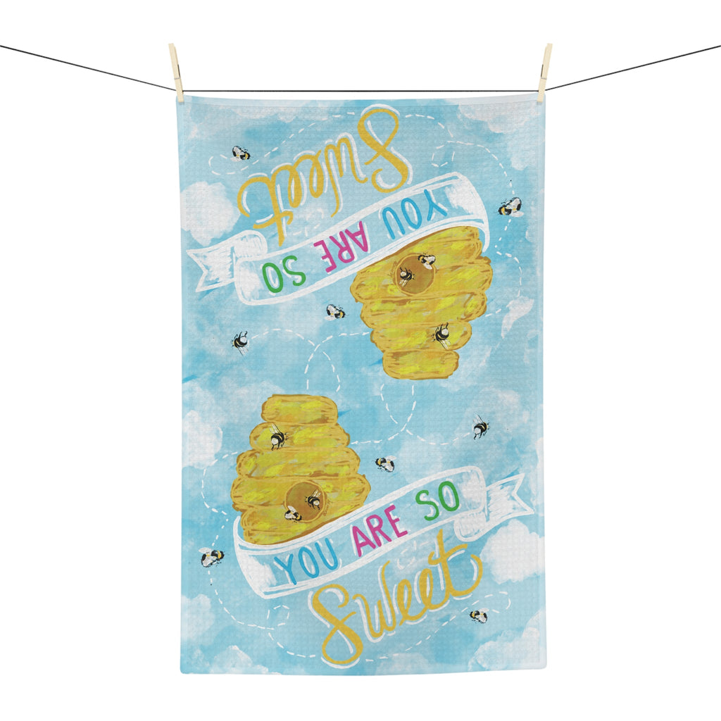 You Are So Sweet Microfiber Waffle Kitchen Towel - Blue Cava