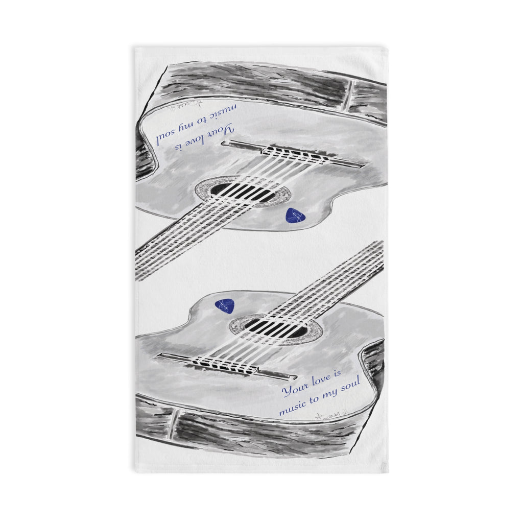 Your Love Guitar Cotton Hand Towel - Blue Cava
